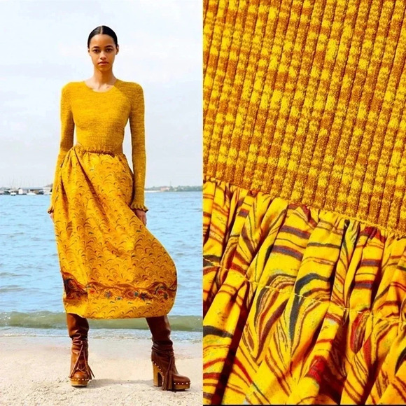 Ulla Johnson Marcellina Knit Taffeta Cutout Midi Dress Size 8 - Picture 6 of 17